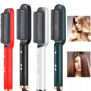 2-in-1 Hair Straightener Brush & Curler Comb | Professional Electric Hot Hair Styler for Women